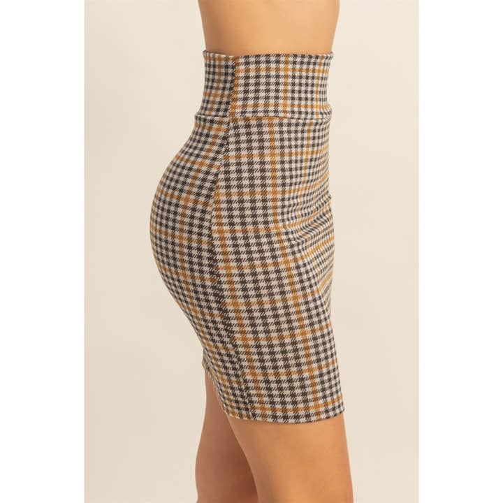 HYFVE - Wholesale Skirt - Women's - Houndstooth High-Waisted Mini Skirt2