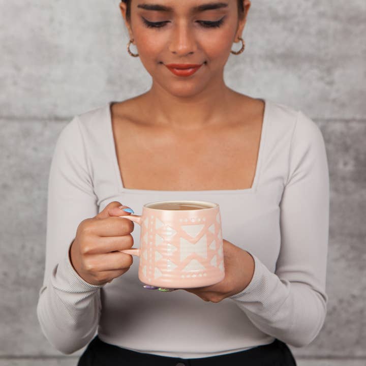 Danica Studio - Wholesale Coffee Mug - Danica Studio Pink Imprint Stoneware Mugs 12 oz5