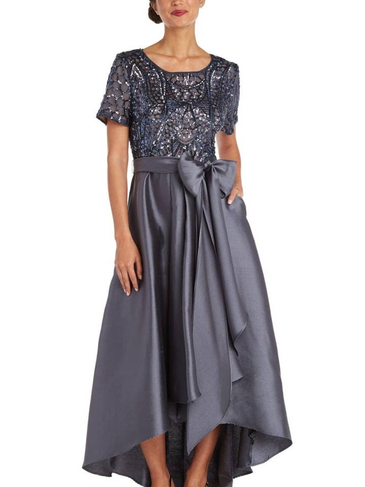 RM Richards Sequin Hi-Lo Evening Dress (MORE COLORS) for wholesale by New Yorker's Apparel