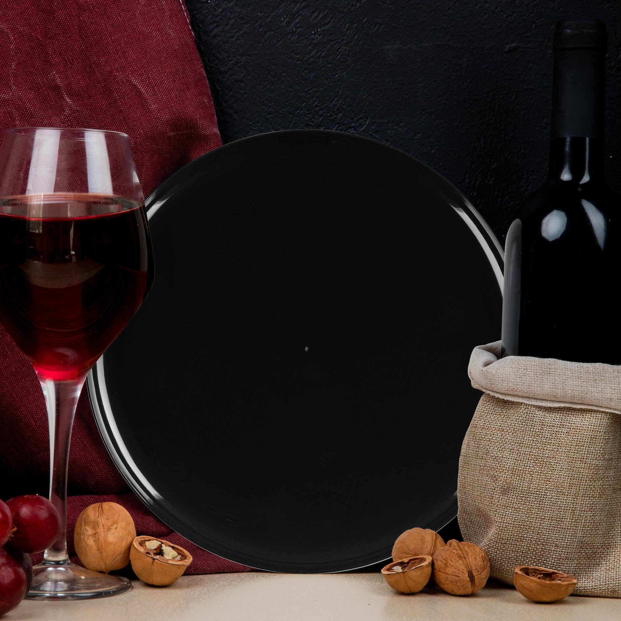 Smarty had a Party - Wholesale Disposable Plate - 6.25" Black Flat Round Plastic Pastry Plates - 10 pcs7