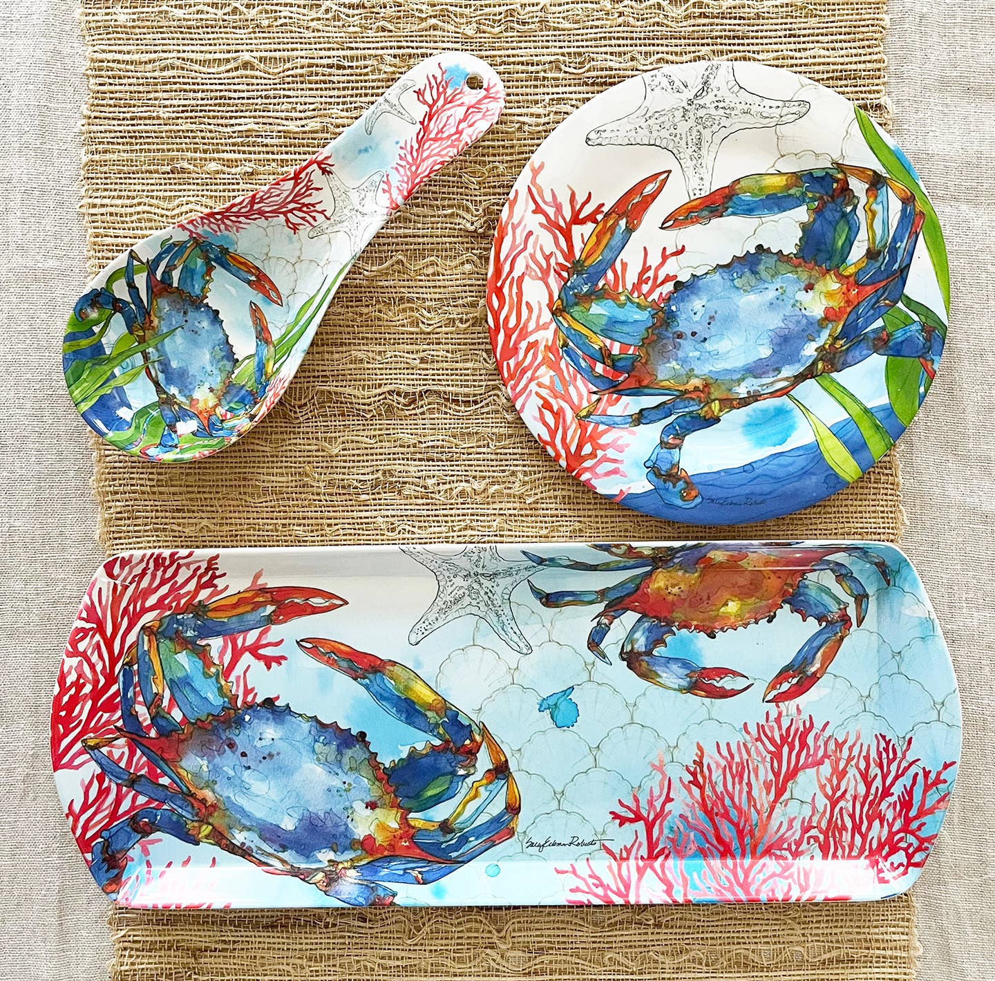 Bamboo Table - Wholesale Salad Plate - Oceana Coastal Crab Bamboo Salad Appetizer Plate3