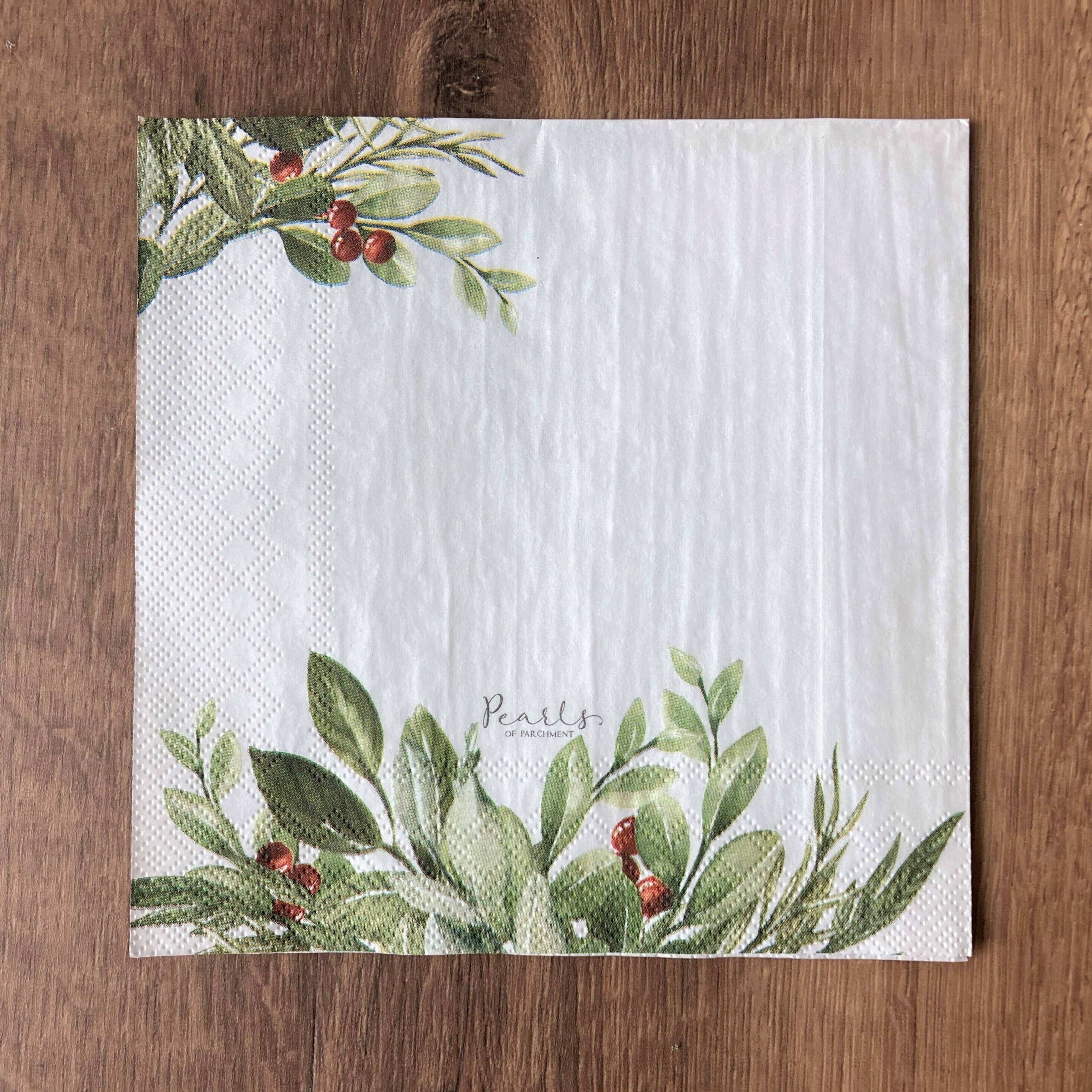 Pearls of Parchment - Wholesale Disposable Napkin - Winter Green Christmas Paper Napkins | 20 ct Scripture Nap1