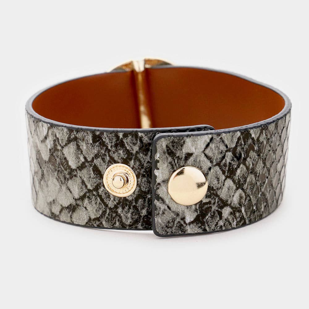 Sensibling Corp. – Cinto - Mulher por atacado – Pulseira Envolvente com Fivela de Cinto em Pele Sintética de Cobra1