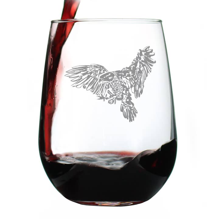 Pygargue à tête blanche - Verre à vin sans pied - Cadeaux patriotiques américains pour la vente par bevvee