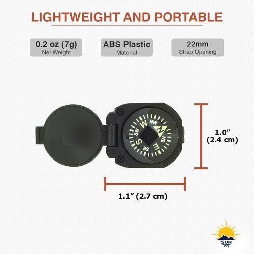 Big Discoveries / Sun Co. - Venta al por mayor Brújula de navegación - WristTurtle Compass - Brújula de muñeca blindada con tapa de cierre7