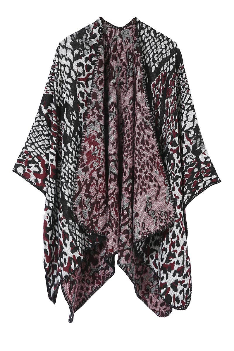 ACCITY - Wholesale Poncho - Women's - LEOPARD PRINTING SHAWL WRAP CAPE PONCHOS_CWASC0424