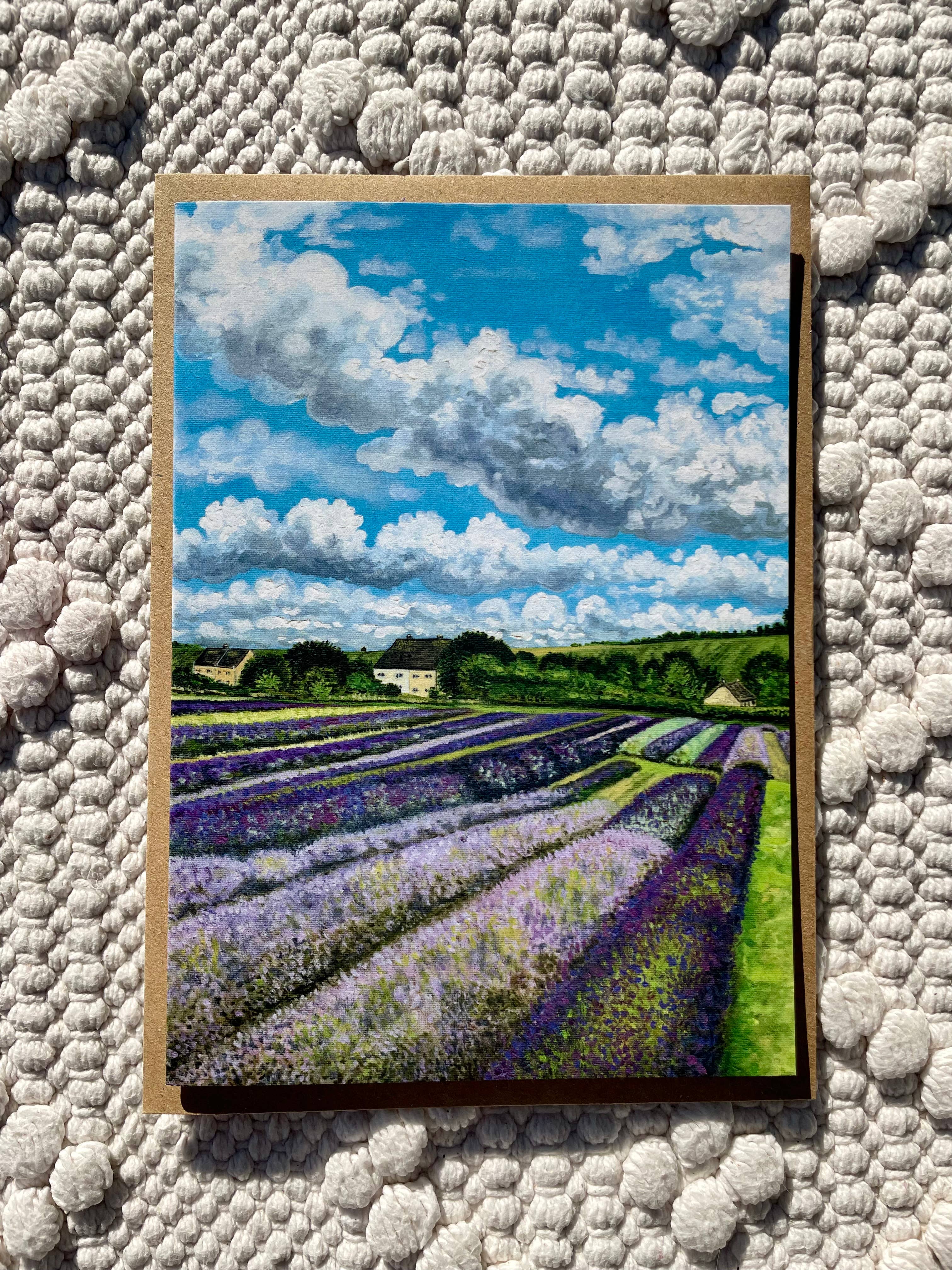 Charlotte Stone Art - Vente Carte de vœux classique - Carte de vœux Champs de Lavande-Art Éco Fleurs Colorées1