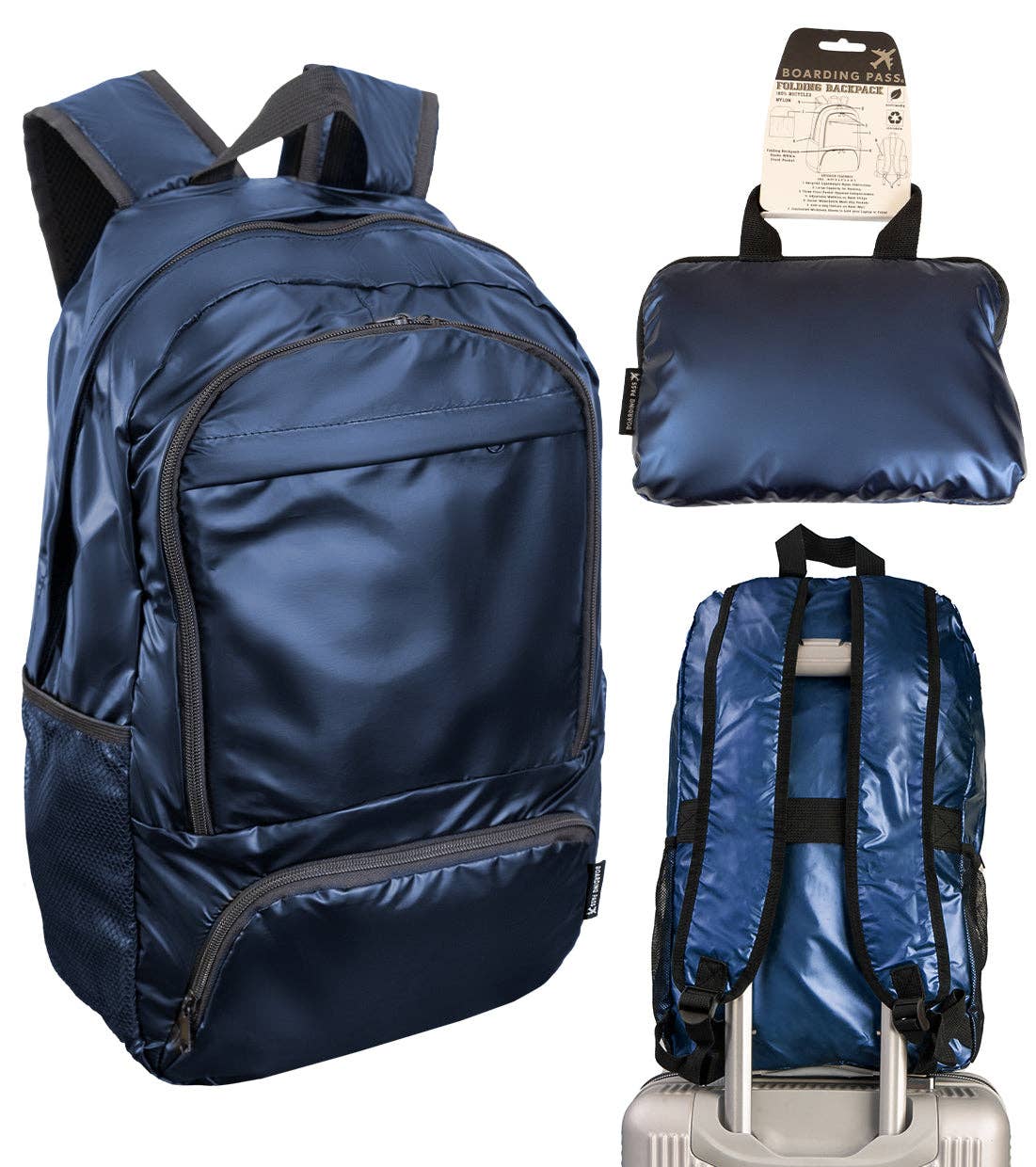 Magid - Wholesale Backpack - Unisex - Boarding Pass Recycled Metallic Foldable & Packable Pouch Multi Compartment Backpack17