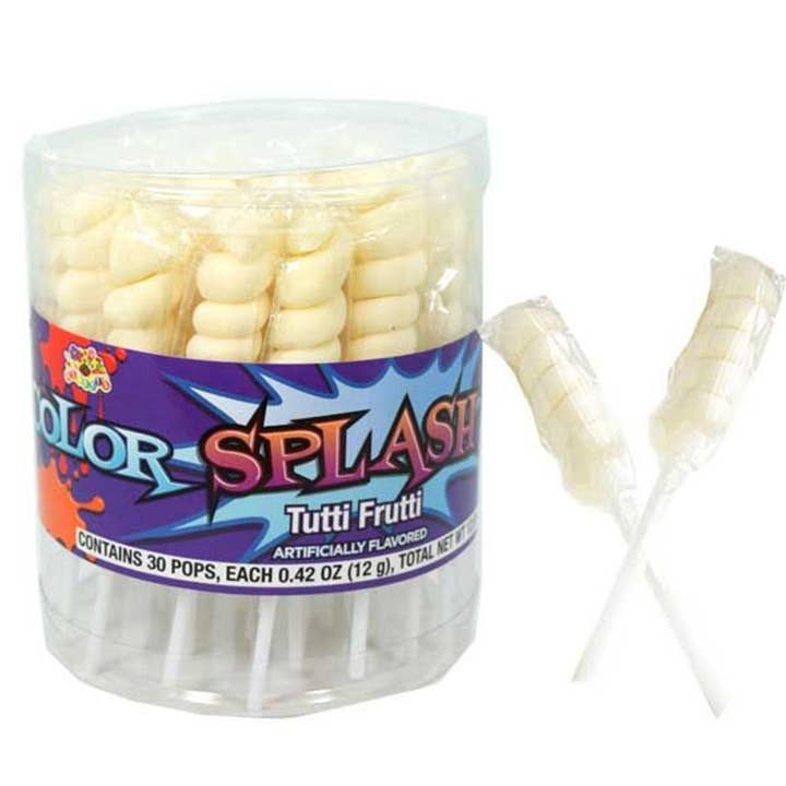Albert's Splash Pearl White Frutti Lollipops .42oz - 30ct for wholesale by I Got Your Candy
