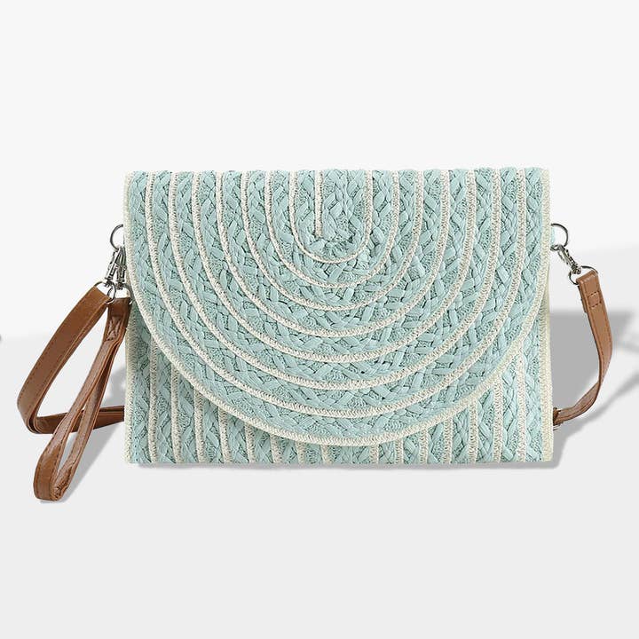 Sensibling Corp. - Wholesale Clutch Bag - Women's - Color Striped Two Tone Straw Clutch / Crossbody Bag
3