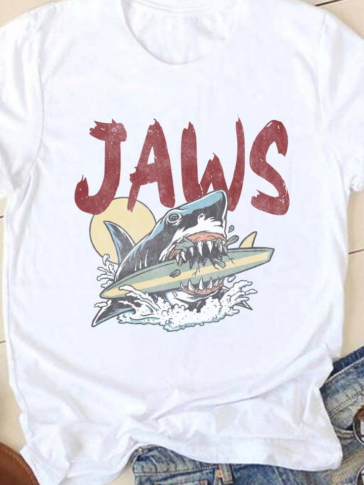 M8141 JAWS graphic tee for wholesale by HARANG