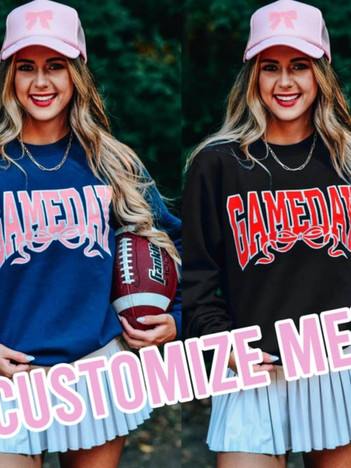 Custom Gameday Bow Sweatshirt for wholesale by Southern Bliss Co.