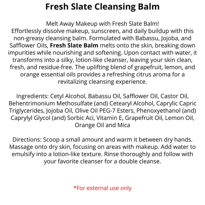 R. Drew Naturals, LLC - Wholesale Facial Cleanser - Bulk - Fresh Slate Cleansing Balm - Melt Away Makeup1
