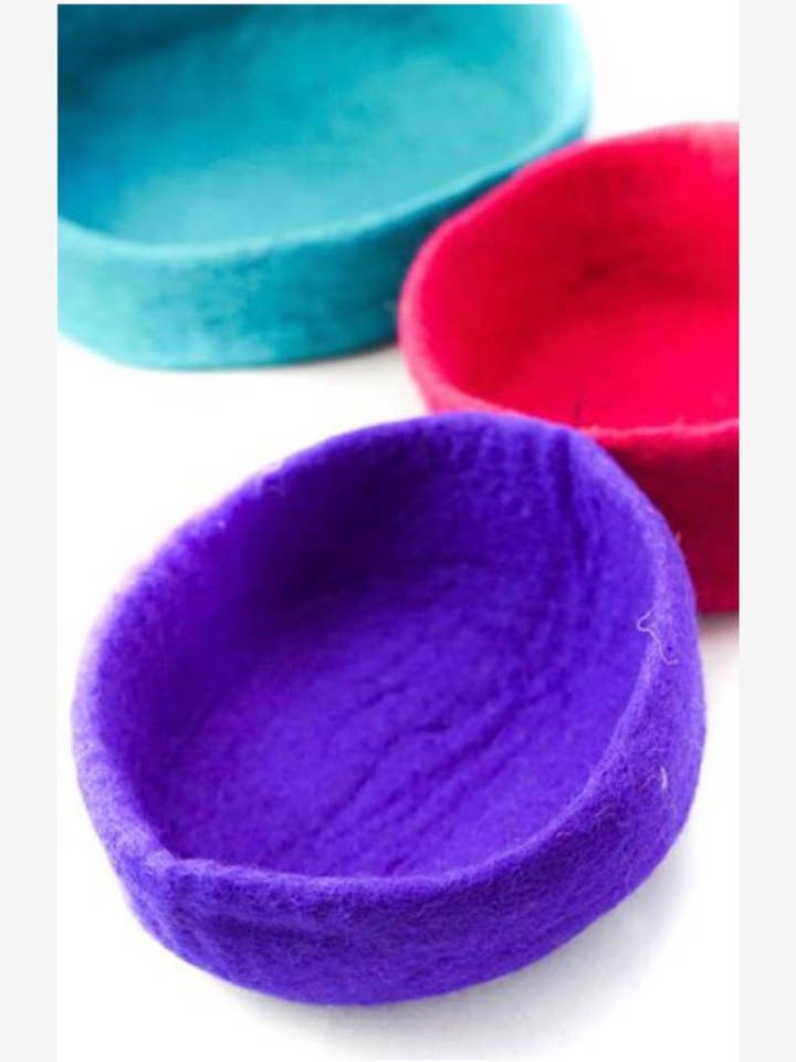 Hand Crafted Solid Color Felt Bowl w Flat Bottom for wholesale by Ganesh Himal Trading