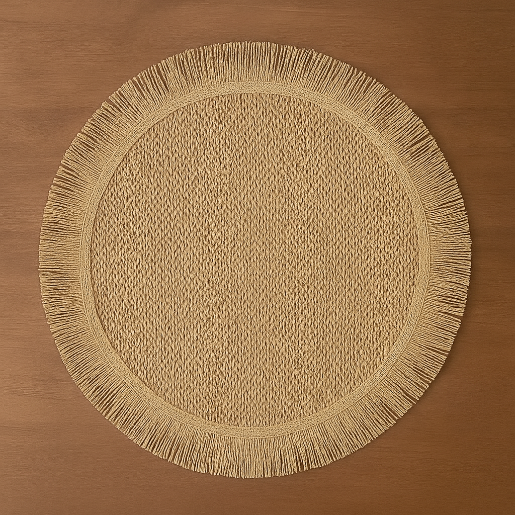 Fennco Styles - Wholesale Placemat - Braided Woven 15" Round Placemat with Fringe7