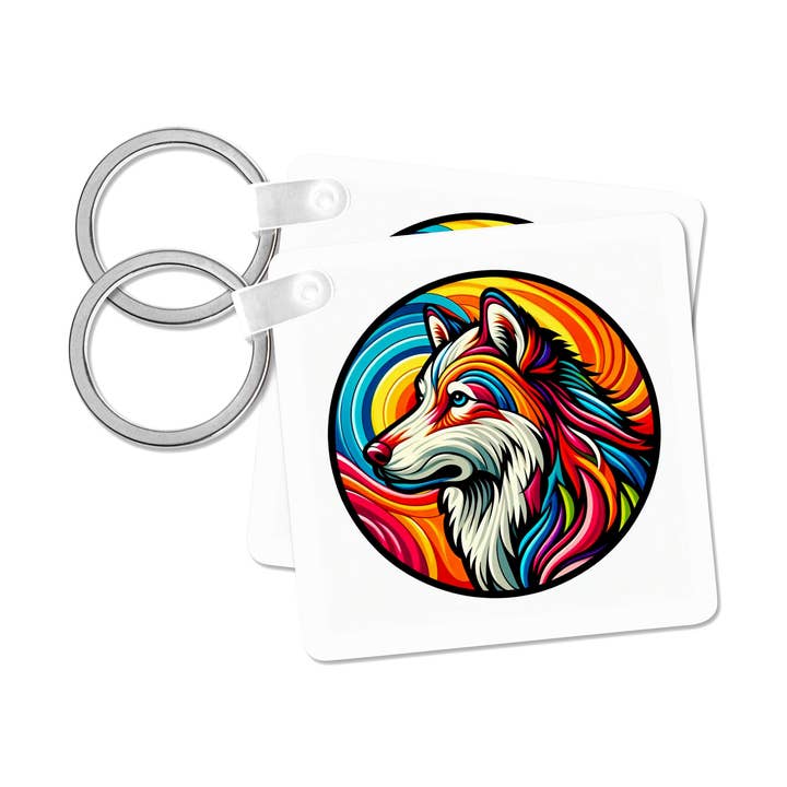 3dRose, Colorful Pop Art Of A Wolf, Key Chain for wholesale by 3dRose