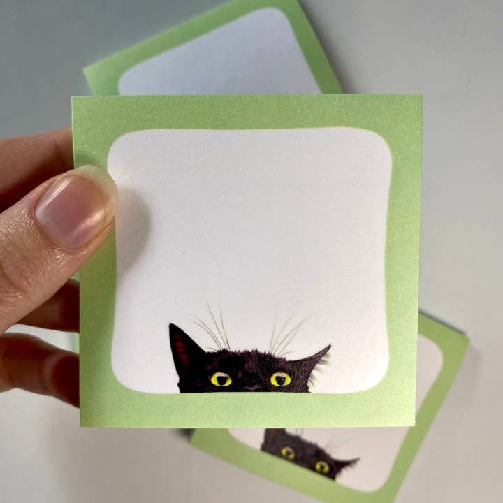 Peeking Cat Post-It Note (Green) for wholesale by Cat Loaf Studio