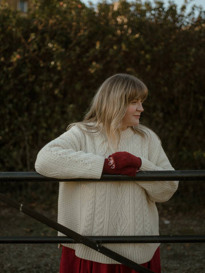 The Freyja British Wool Cable Sweater in Ecru for wholesale by OUBAS