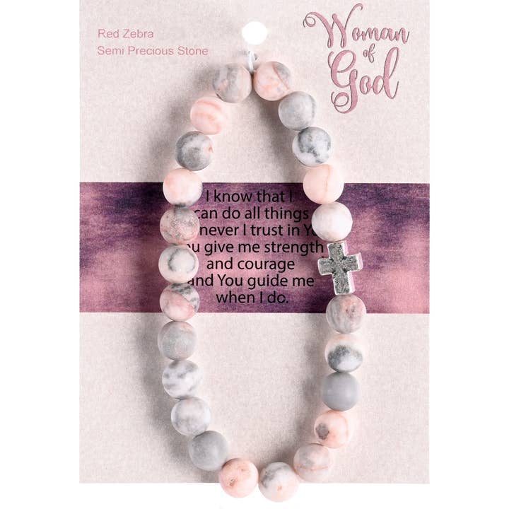 Pulsera Mujer de Dios con diseño de cebra roja con cruz para venta al por mayor de Dicksons