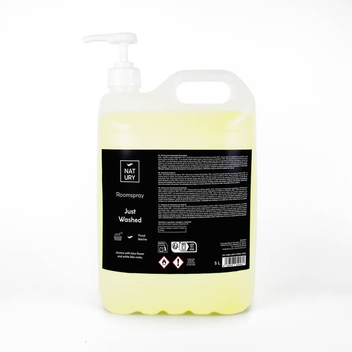 Désodorisant pulvérisateur Just Washed 5 L pour la vente par Natury Greencare