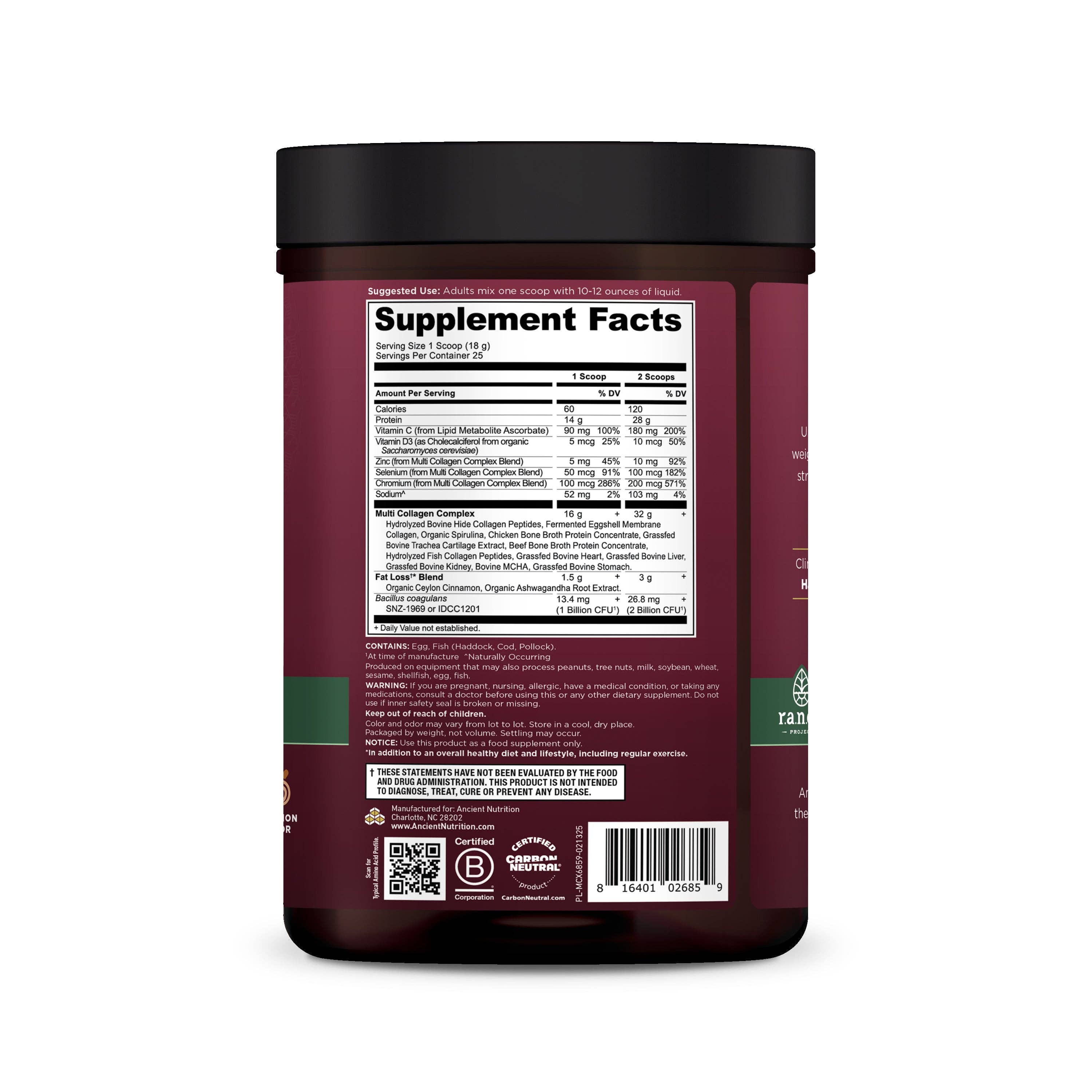 Ancient Nutrition - Wholesale Protein/Superfood Powder - Multi Collagen Advanced Lean | Powder Cinnamon (25 Servings)10