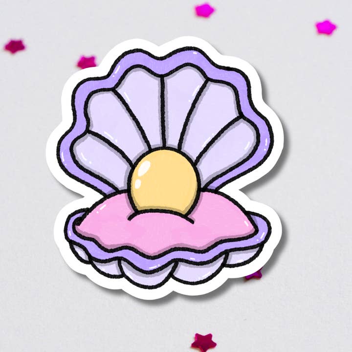 Mermaid Clam Oyster Vinyl Sticker for wholesale by Get Stoked