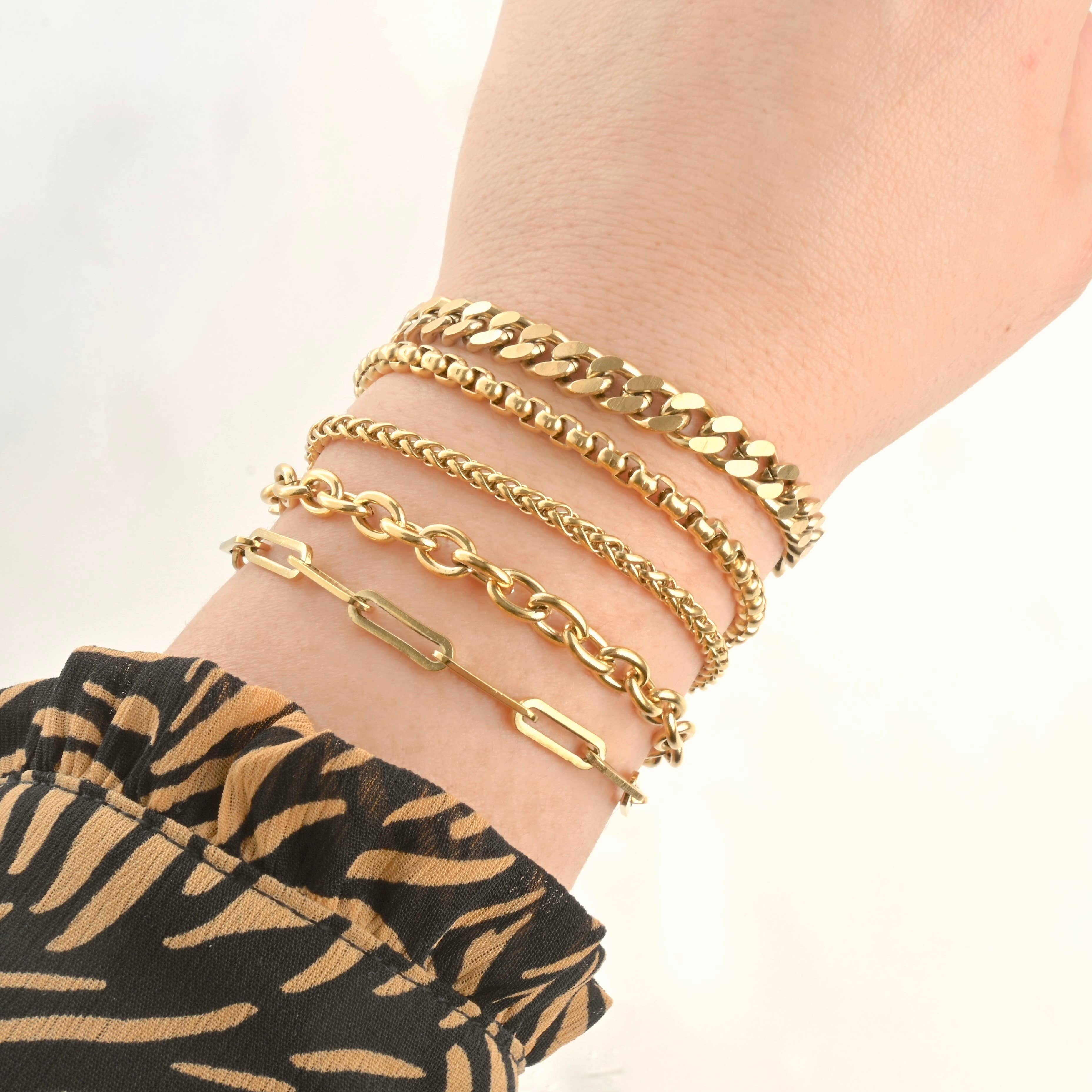 Blueyejewelry - Vente Bracelets maillon et chaîne - Bracelets audacieux en acier inoxydable - Bracelet épais en or et en argent2