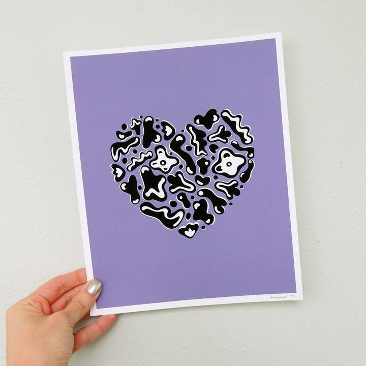 Purple Abstract Heart Print for wholesale by Dandymark
