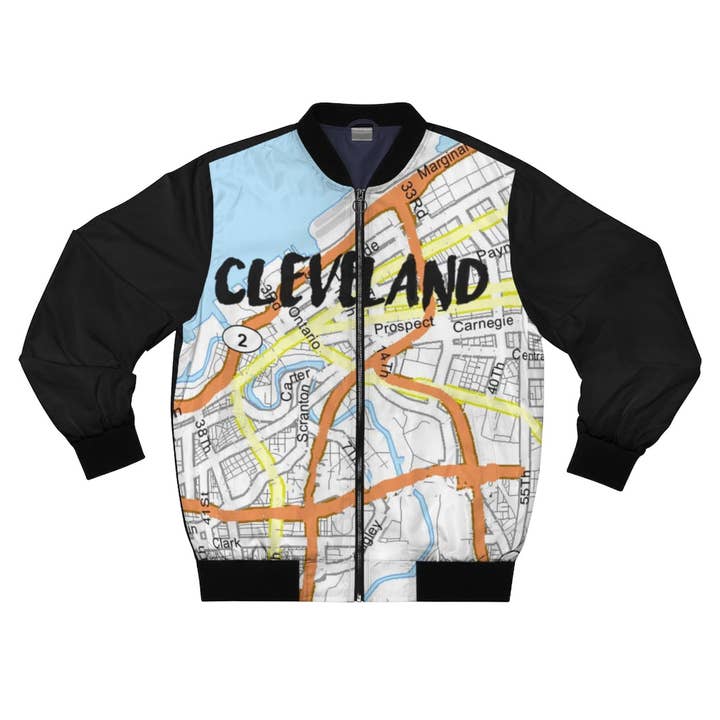 Blouson aviateur AOP Cleveland Kimante Black pour la vente par Kimante Clothing