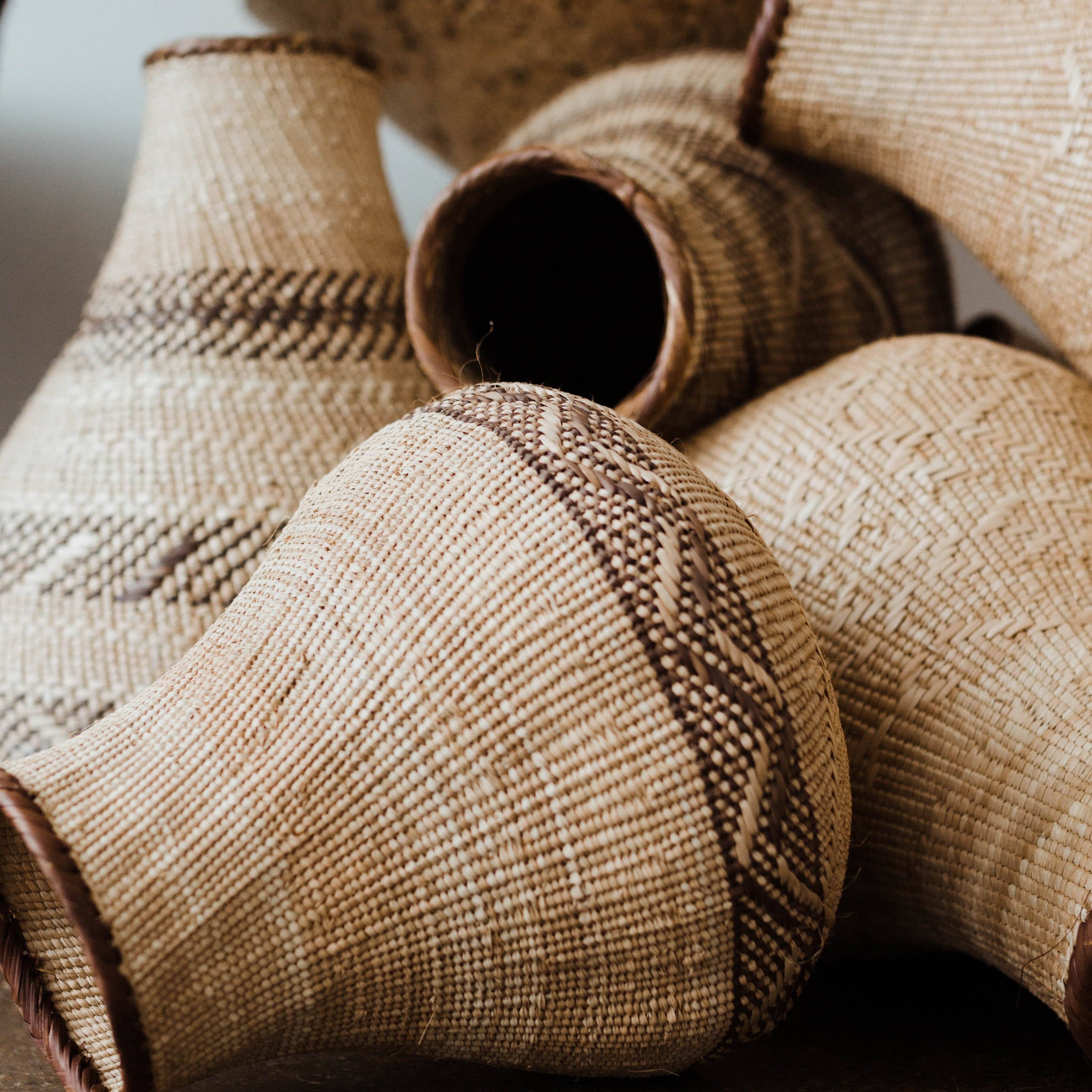 kanju Interiors - Vente Paniers - Panier Binga Nongo tissé, motifs variés4