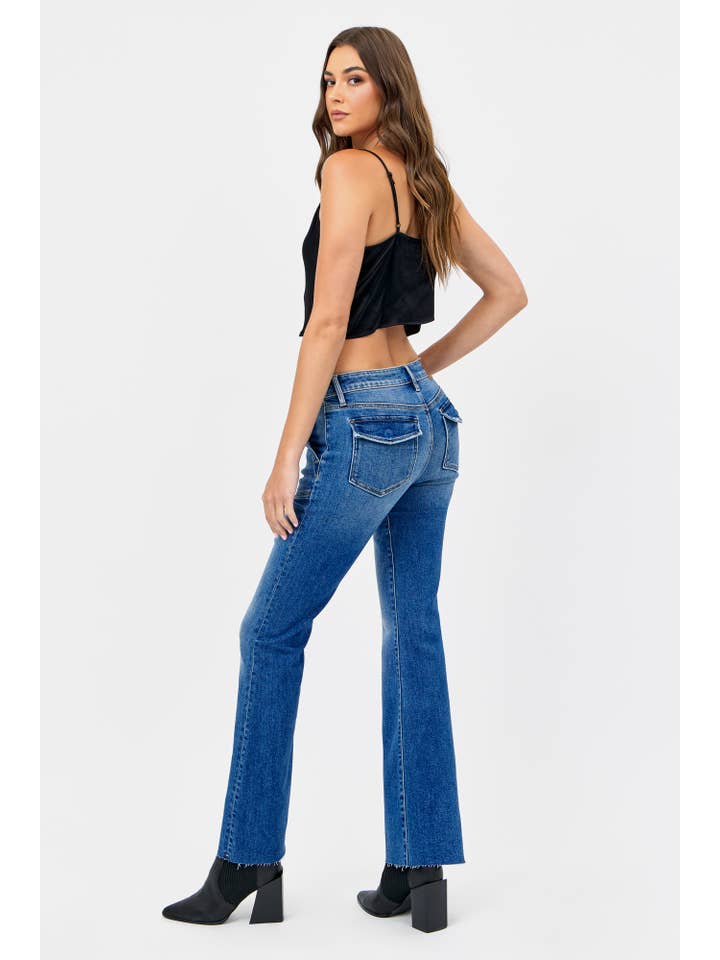Hidden Jeans - Wholesale Jeans - Women's - Medium Dark Mid Rise Utility Pocket Flare