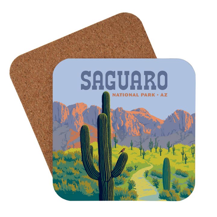 Saguaro NP Cactus Wren Coaster for wholesale by Tourist Courts