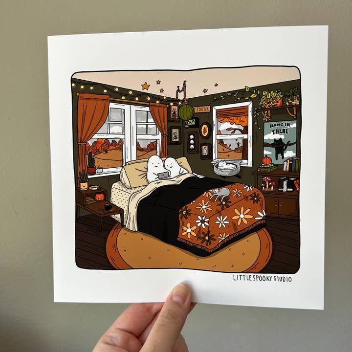 Impresión de Arte Cuadrada Día Perezoso para venta al por mayor de Little Spooky Studio