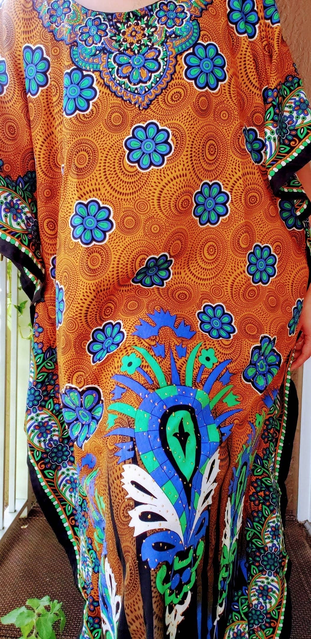 India Batik - Wholesale Kaftan - Women's - Women Floral / Sequin Embellished Kaftan Dress2
