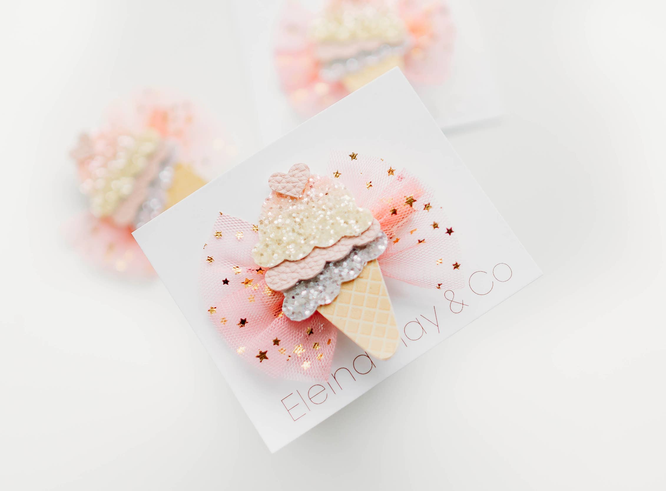 Eleina May and Co - Wholesale Hair clip – Child - Ice Cream - Soft Rainbow