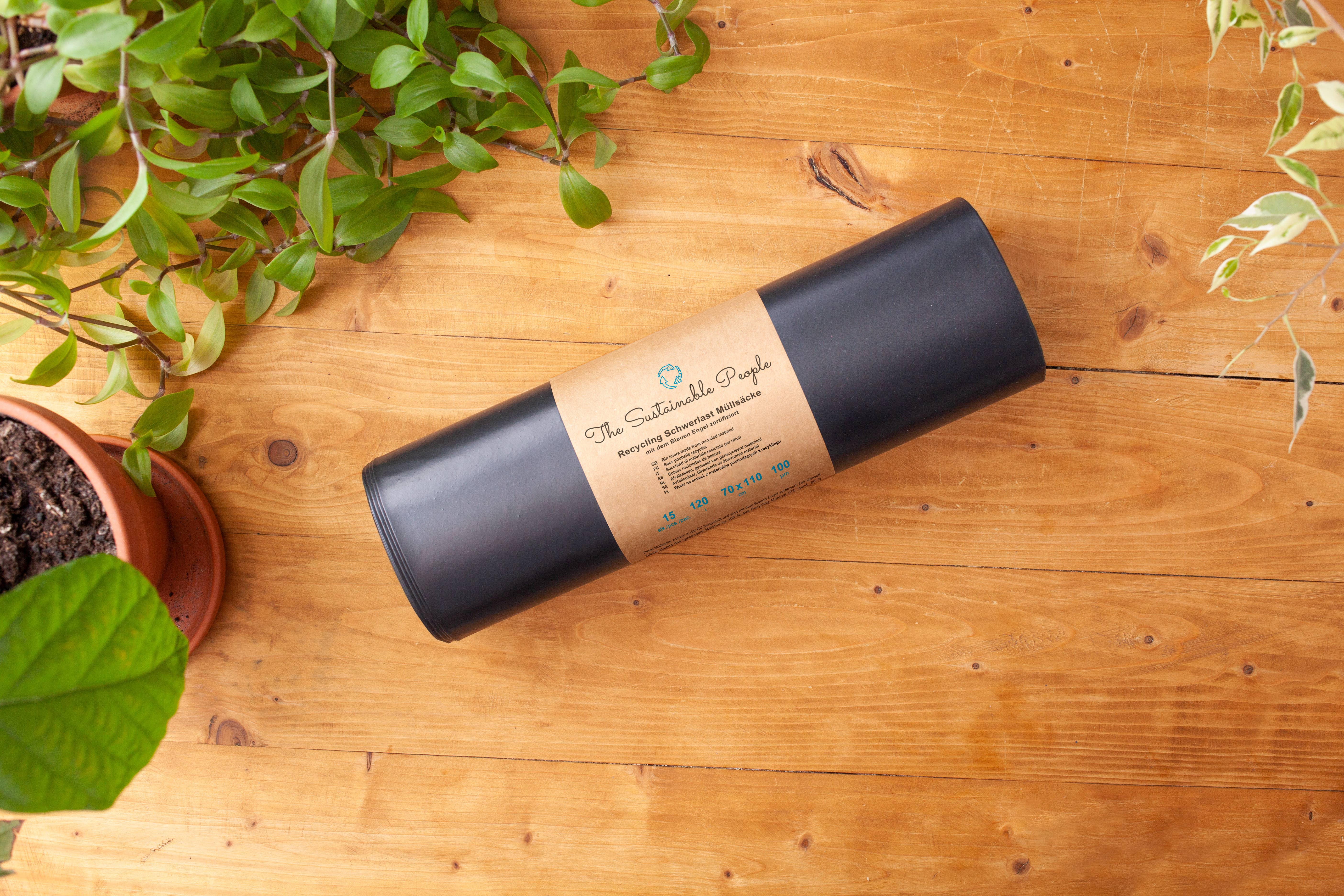 The Sustainable People – wholesale Papperskorg/papperskorg – Återvunna kraftiga soppåsar 120 l, 100 µm, svarta1