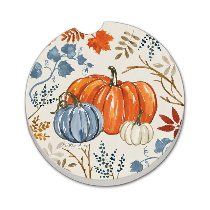 Posavasos de piedra absorbente para coche «Autumn Pumpkins», paquete de 1 para venta al por mayor de CounterArt/Highland Home/Thirstystone/CoasterStone