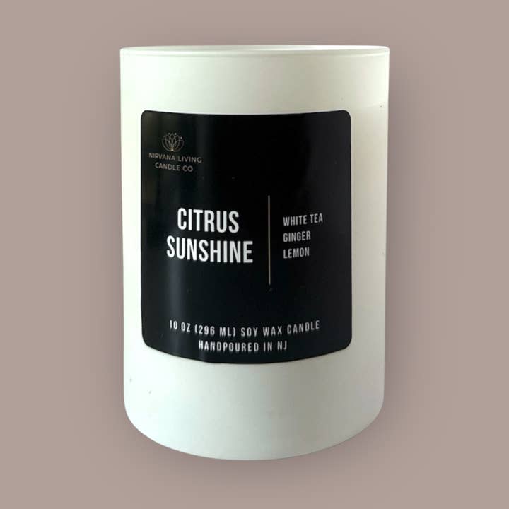 CITRUS SUNSHINE 10OZ CANDLE for wholesale by Nirvana Living Candle Co