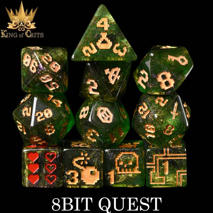 DNDDICE.COM - Wholesale Dice - 8BIT Quest - 11 Dice Set1