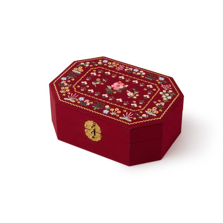 Gemma Embroidered Jewelry Box for wholesale by Rifle Paper Co.