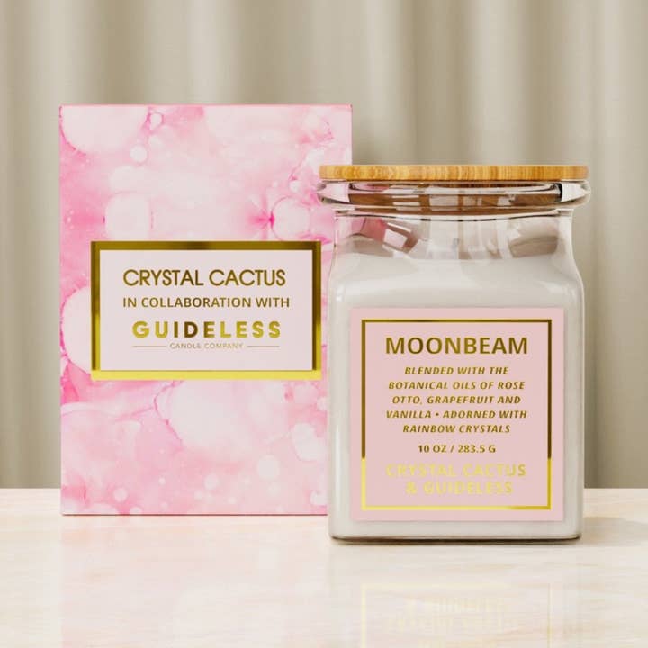 Moonbeam Crystal Candle for wholesale by Crystal Cactus