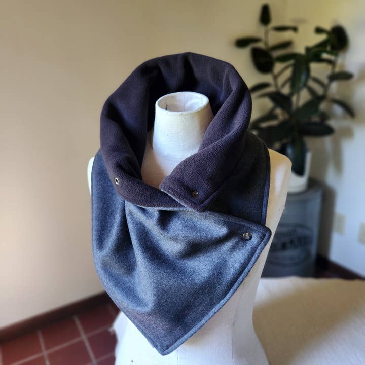 Grandma Skills - Wholesale Scarf - Women's - Snap Cowl-Charcoal Slim Fit2