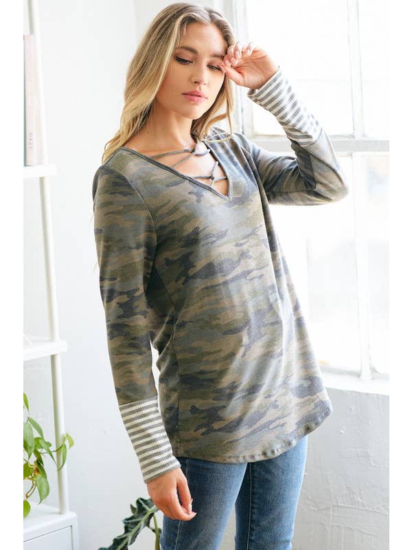 LMT2053-C-Super Criss Cross Camo Top for wholesale on Faire2