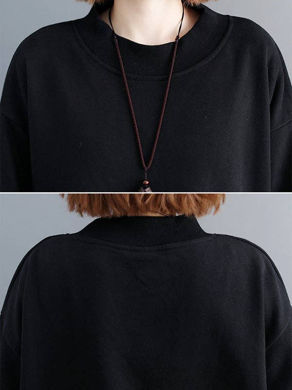 BLACK Casual Pocket Long Sweatshirt Short Dress for wholesale on Faire7