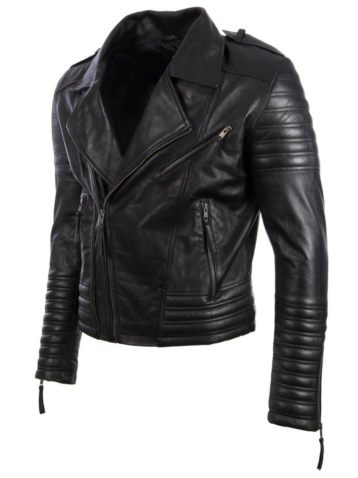 Aviatrix – Großhandel Lederjacke – Herren – SDTM Bikerjacke für Herren, Schwarz