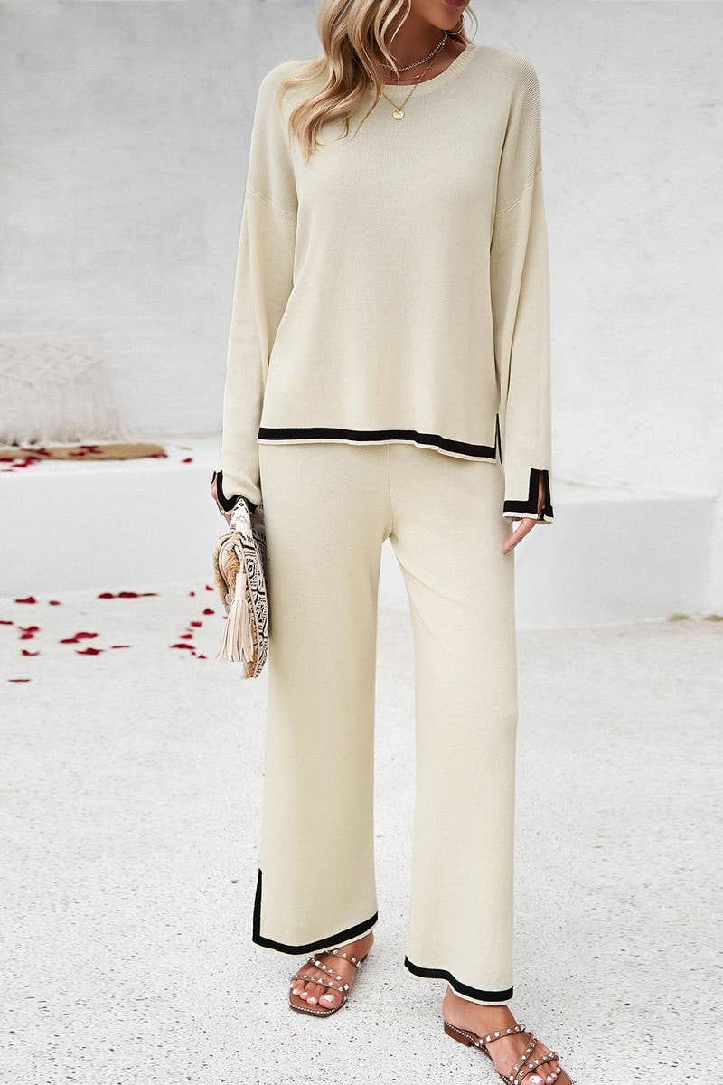 Lily Clothing - Wholesale Top & Pant Set (NOT Loungewear) - Women's - TEMPERAMENT CASUAL SOLID COLOR LONG SLEEVE SUIT_CWSTB03719