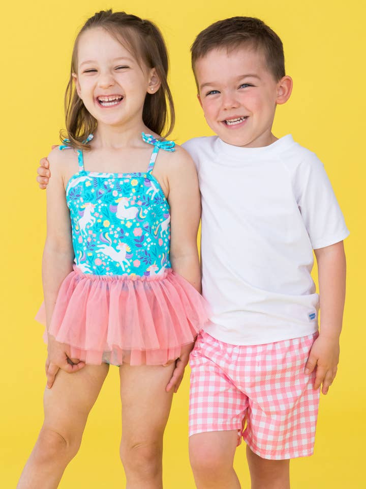 Rosa Costume da bagno a quadretti gomma da masticare per ragazzi in vendita all'ingrosso su Faire5