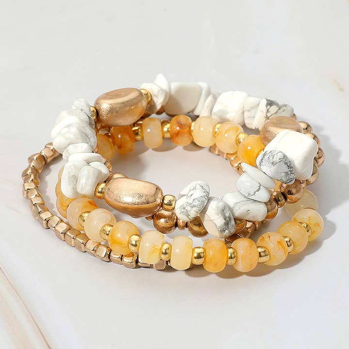 4PCS - Pulseras elásticas multicapa con cuentas de bolas de metal y piedra natural y otras tendencias de Resultados para bisutería boho chic al por mayor. Devoluciones gratuitas y condiciones de pago a 60 días en Faire en Faire.