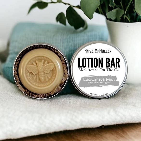 Eucalyptus Mint Solid Lotion Bar for wholesale by Hive and Holler