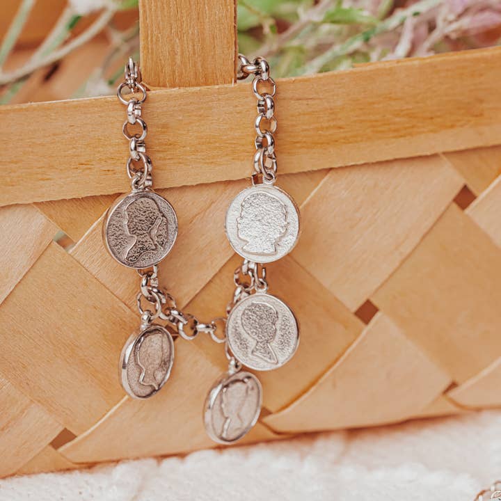 House of Morgan Pewter - Venta al por mayor Pulseras de abalorios/colgantes - Pulsera personalizada con forma de perfil infantil - Joyas con silueta infantil7